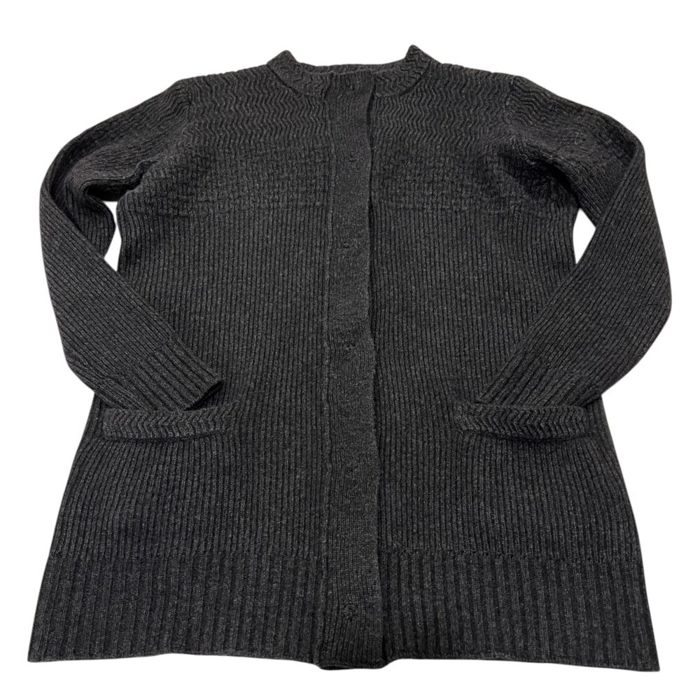 See By Chloe Long Snap Sweater Cardigan, Charcoal, S
